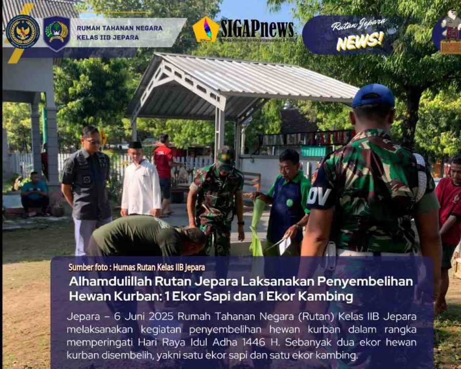 Alhamdulillah Rutan Jepara Laksanakan Penyembelihan Hewan Kurban: 1 Ekor Sapi dan 1 Ekor Kambing