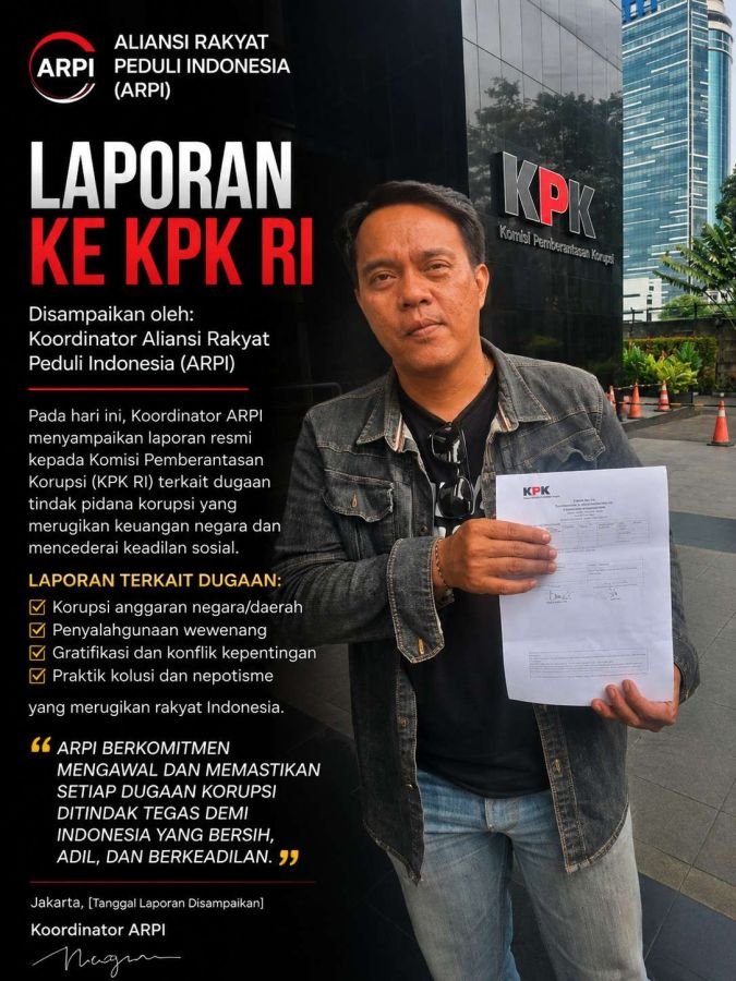 Bang Dani Koordinator ARPI Laporkan Dugaan Tipikor Proyek Pembangunan Gedung Kudus Sehat ke KPK RI 