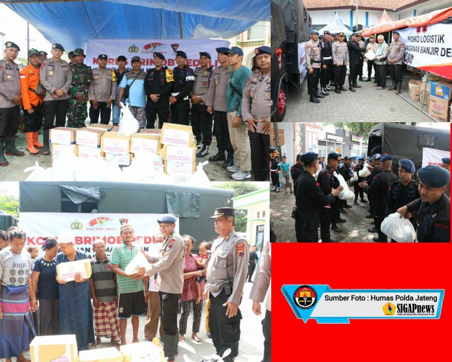 Brimobda Jawa Tengah Salurkan Baksos Buat Korban Banjir di Demak dan Kudus