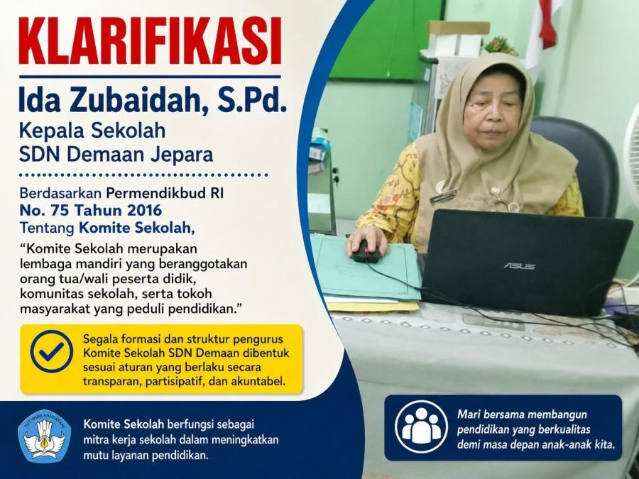 Kepala Sekolah SDN Demaan Jepara Angkat Bicara, Luruskan Pemberitaan tentang Komite Sekolah
