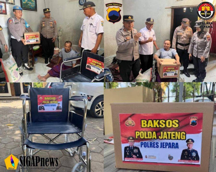 Kursi Roda dan Paket Sembako Diserahkan ke Warga Penyandang Disabilitas dari Polres Jepara