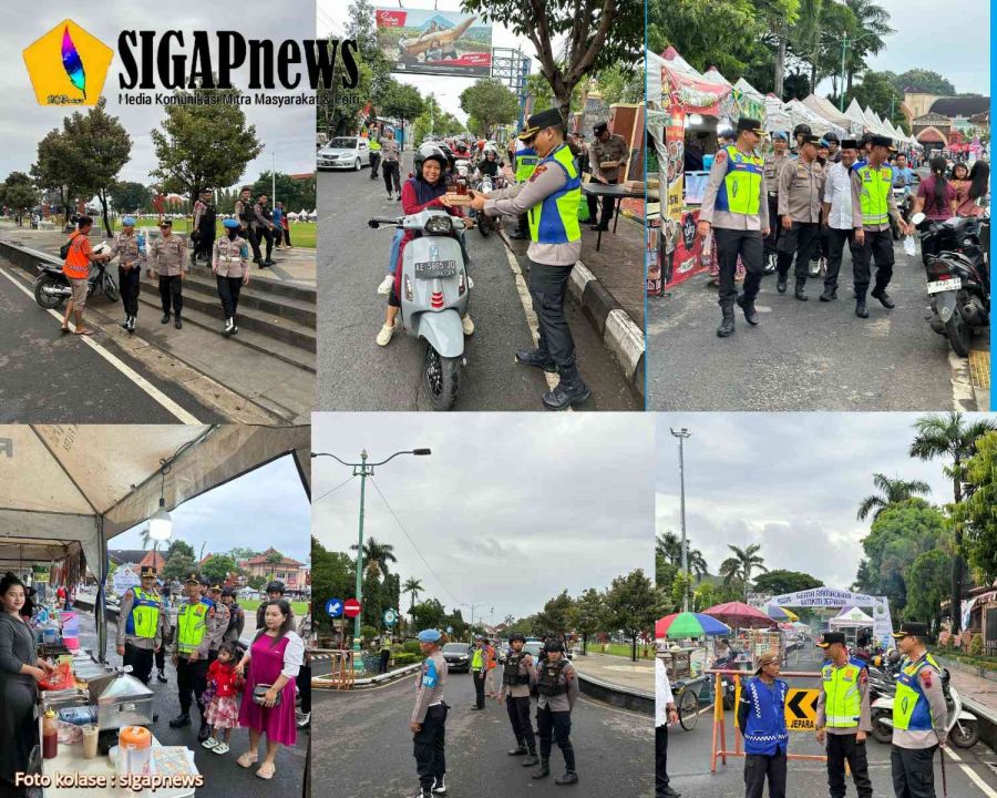 Polres Jepara Gelar Patroli dan Pengamanan Bazar Ramadan UMKM dan Bagi Takjil Gratis Ke Masyarakat
