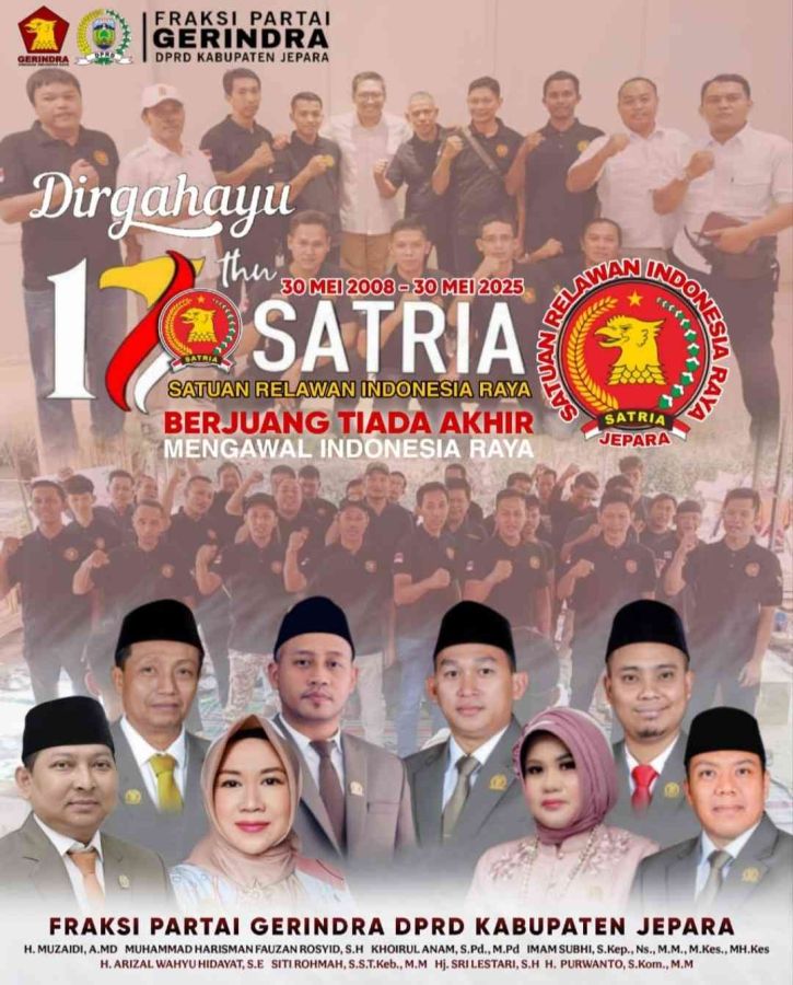 Siti Rohmah DPRD Jepara Fraksi Gerindra Mengucapkan Dirgahayu ke-17 SATRIA