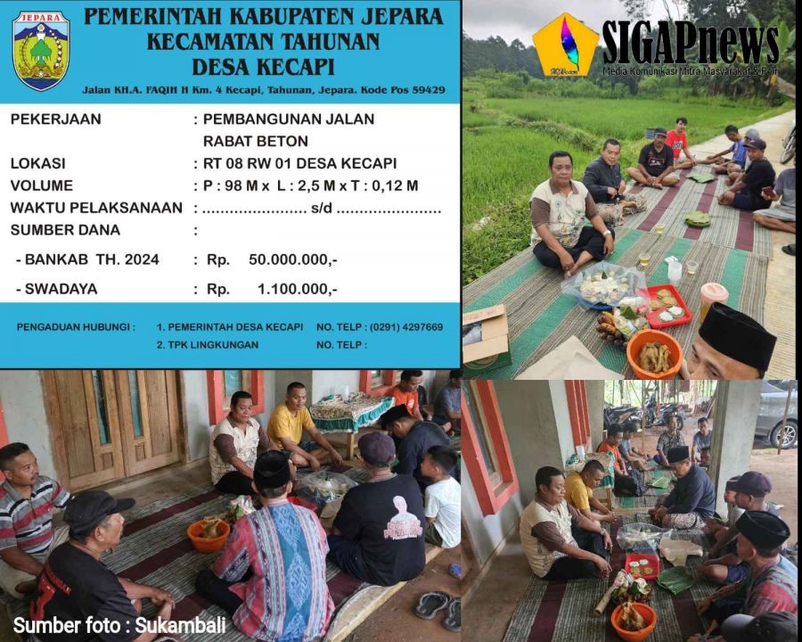 Sukambali Resmikan Jalan Rabat Beton Penghubung Antar Dukuh di Desa Kecapi 