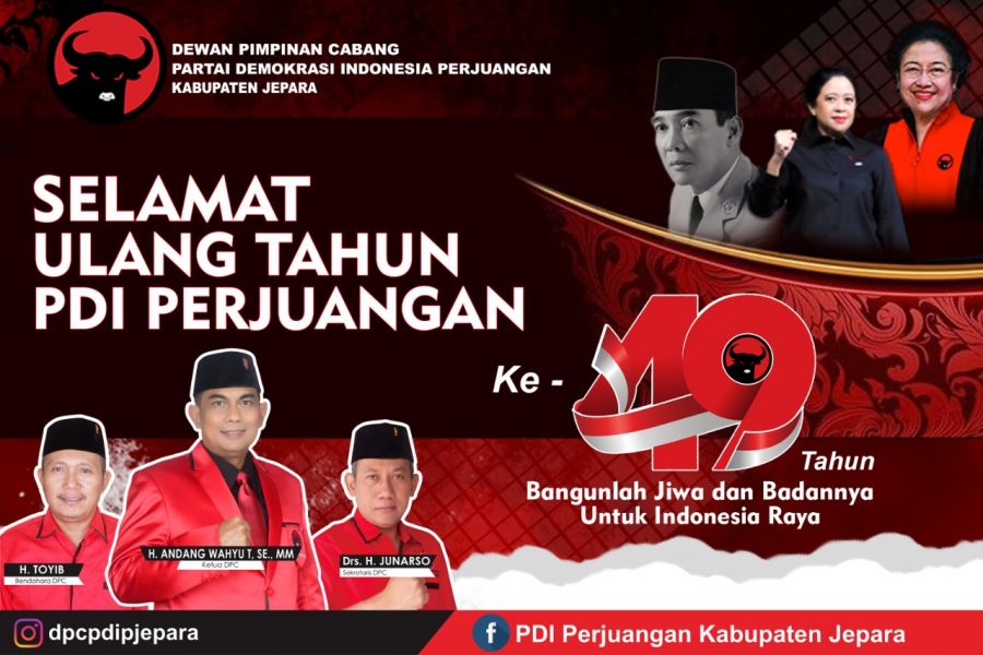 Ucapan Selamat dan Sukses HUT PDIP Ke 49 Tahun