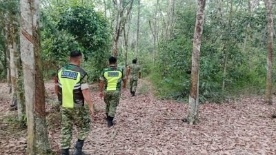 Babinsa Koramil 02/KT Patroli Cegah Karhutla di Desa Sawah