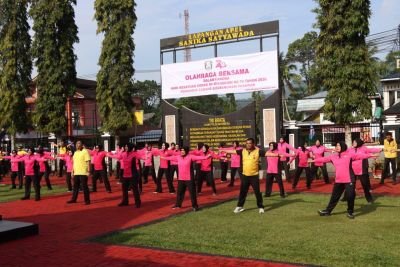 Bhayangkari Pasaman Semarakkan HKGB ke-74 dengan Senam Bersama